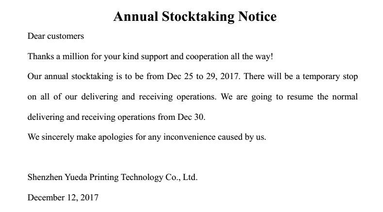 yotta annual stocktaking notice